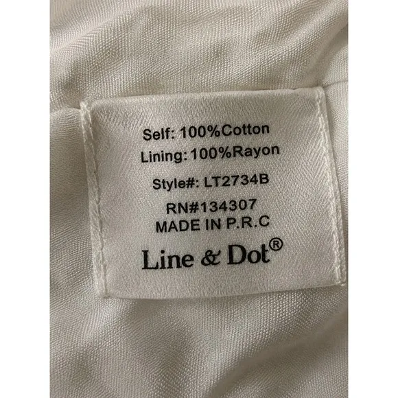 Line & Dot White Textured Cotton Boho Crop Blouse Tassel Tie Top Small - Image 5