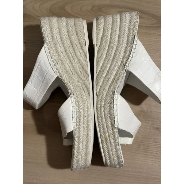 Franco Sarto Clave Espadrille Wedge Sandals White 8.5 M Womens Croc Leather - Image 5