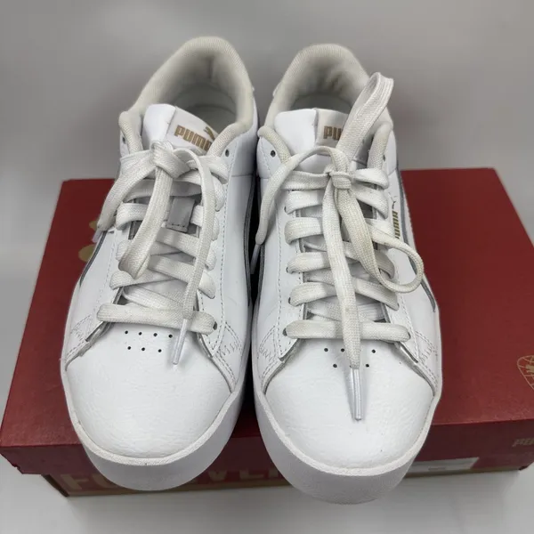 PUMA Court Sneaker, White, Women's Casual Low Top Leather Shoes Size 6.5 - Image 3
