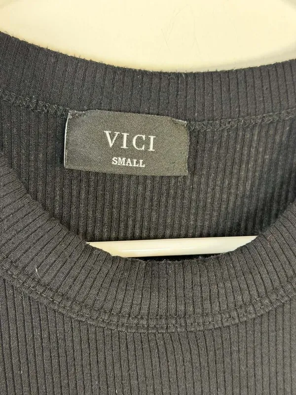 VICI Black Ribbed High Neck Racerback Tank Top - Image 2