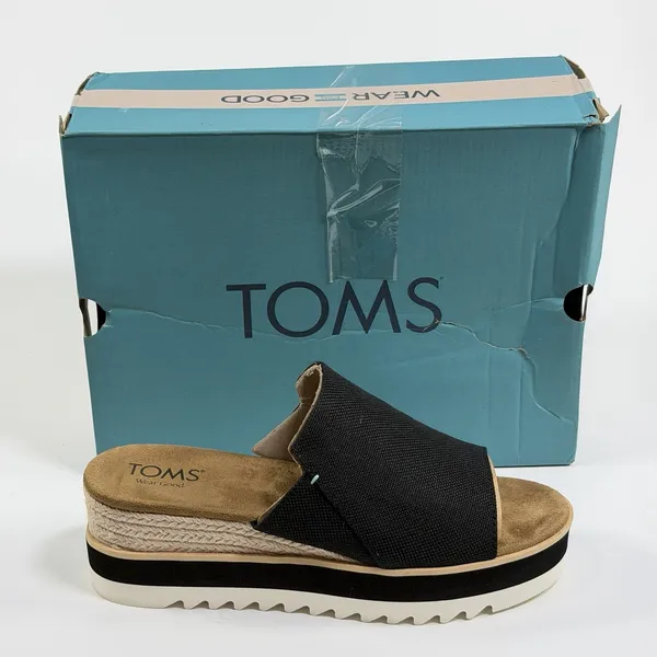 TOMS Size-8 Womens Diana Mule Platform Wedge Espadrille Black Casual Sandals - Image 3