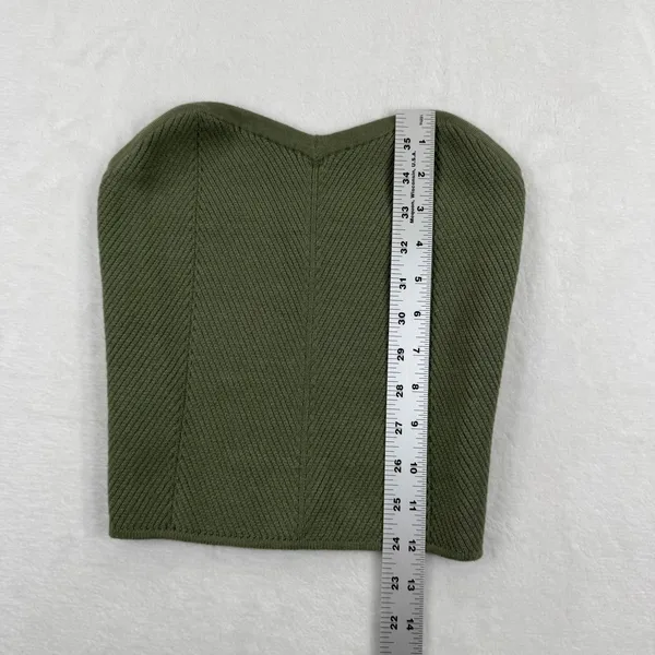 Aerie Womens‎ Olive Green Ribbed Knit Sweetheart Corset Style Tube Top Size M - Image 4