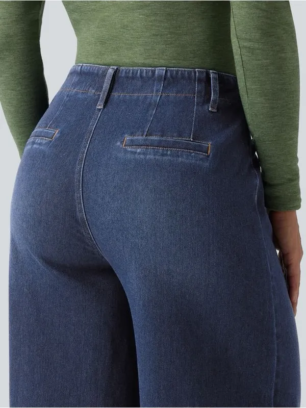 NEW Halara Flex High Waisted Pockets Washed Casual Wide Leg Jeans Size M - Image 10