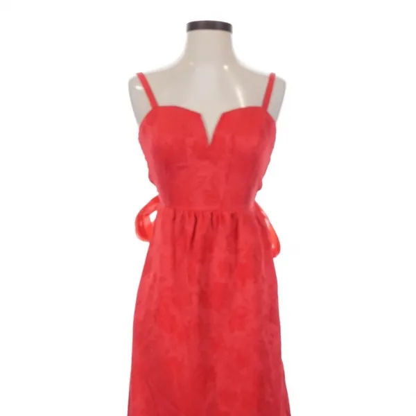 Lulus Major Perfection Red Jacquard Maxi Dress Bow Back Size XS Resort Vacation - Image 3