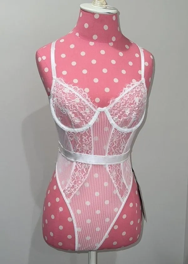 PRETTY LITTLE THING white lingerie bodysuit size small - Image 3