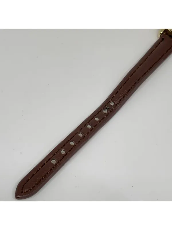 FMD Women’s watch gold tone 25mm quartz analog brown leather band running - Image 3