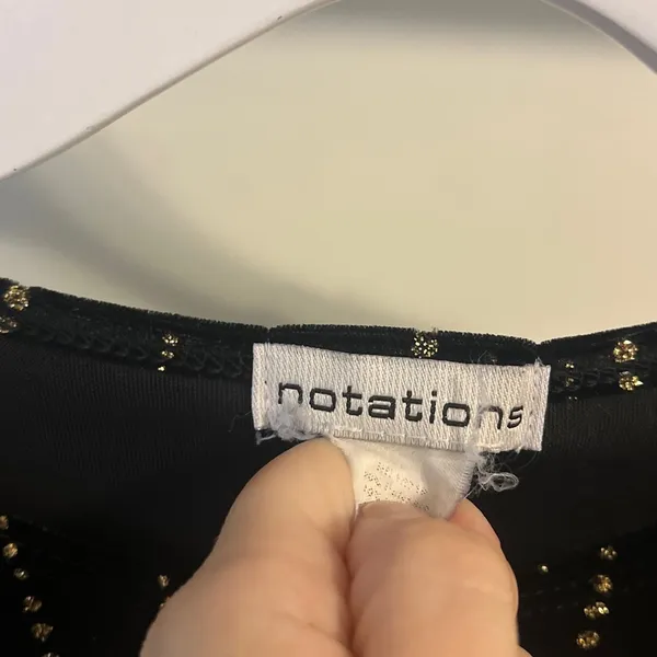 REMOVING SOON FINAL PRICE Notations Black Top with Gold Detailing - Image 2