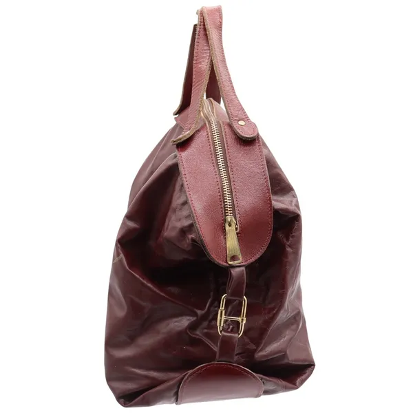 Unbranded Hobo Bag Womens OS Slouchy Burgundy Leather Large Zip Top Good - Image 4