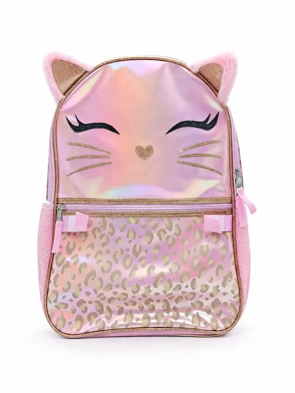 Wonder Nation Girl's 17" Leopard Cat Backpack & Lunch Box Set, Pink - Image 2