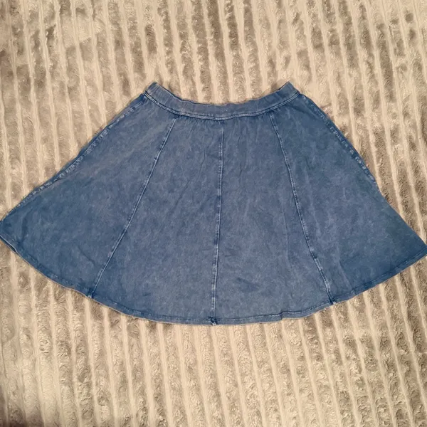 Abercrombie & Fitch Blue Acid Wash Skater‎ Skirt Womens Med Elastic Waist Flare - Image 4