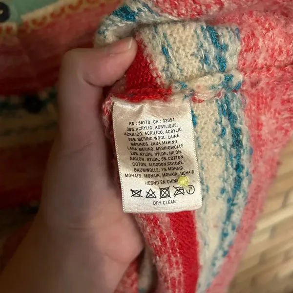 Anthropologie Sparrow Wool Blend Multicolor Fair Isle Cardigan Sweater Size M - Image 3