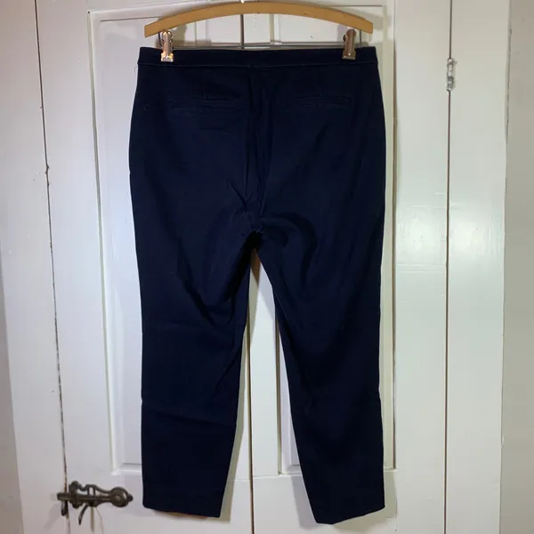 J Crew Martie Slim Cropped Pants Navy‎ Side Zip B8521 Womens 10 Office Preppy - Image 2