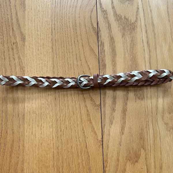 Fossil Women's Braided Leather belt Two Tone Brown Size‎ Small - Image 4