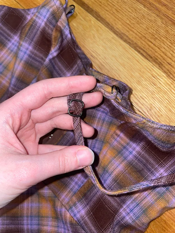 Urban Outfitters brown and purple plaid mini dress - Image 3