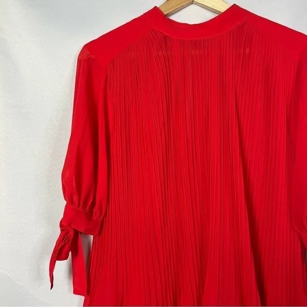 ASOS Tall Red Pleated Trapeze Tie‎ Sleeve Mini Dress 2 - Image 4