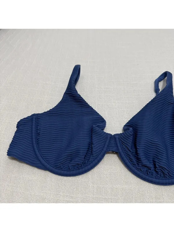 Abercrombie & Fitch Bikini Top Sz M Medium Blue Underwire NWT $55 Swimwear - Image 2