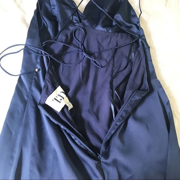THE JETSET DIARIES Mini Satin Slip Dress Medium Navy Blue Homecoming Prom Formal - Image 7
