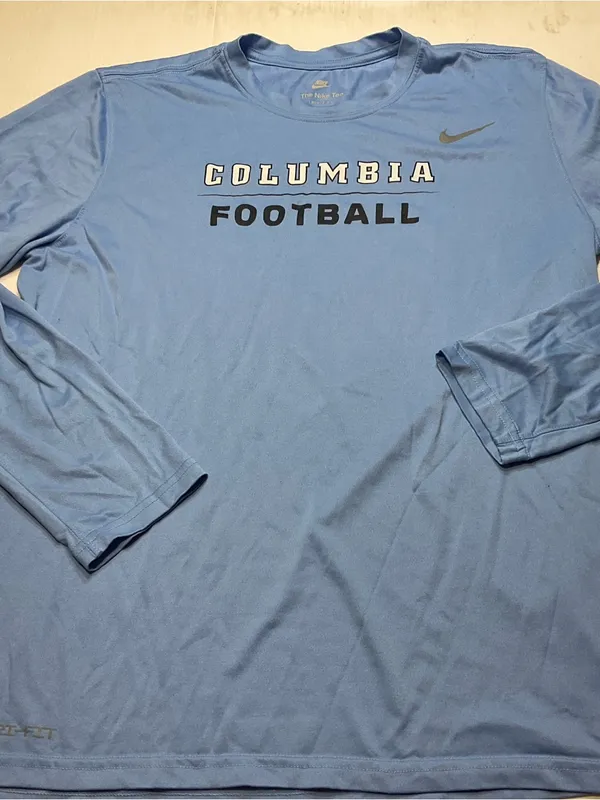 Columbia University Football Nike Tee Shirt Sz L Unisex/Women Blue Long Sleeve - Image 2