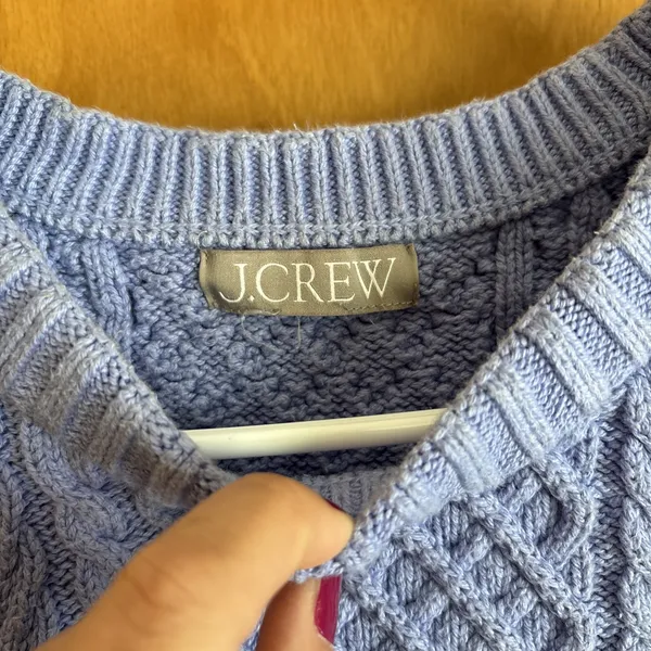 J.Crew Cable-knit puff-sleeve crewneck sweater‎ lavendar small BS978 - Image 2