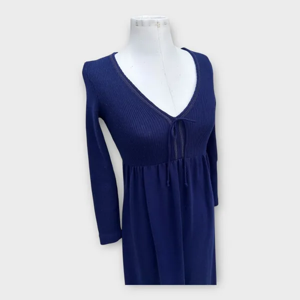 VTG 70s Hubba Hubba Maxi Sweater Dress Women’s Medium Blue Cottage Hippie Boho - Image 7