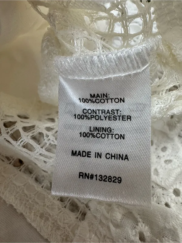 More To Come Kallie Crop Top Eyelet Lace Embroidered White XS $68 Revolve - Image 5