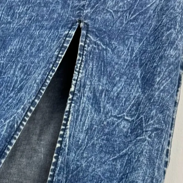 Judy Blue Denim Midi Maxi Skirt Sz 1XL Acid Wash Stretch High Slit A Line - Image 15