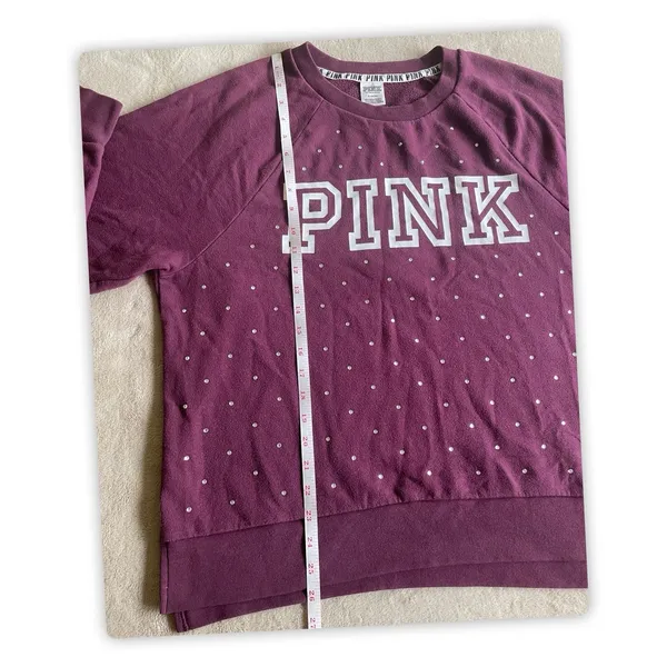PINK Victoria's Secret Women's Studded Logo Sweatshirt Burgundy Size M - Image 3