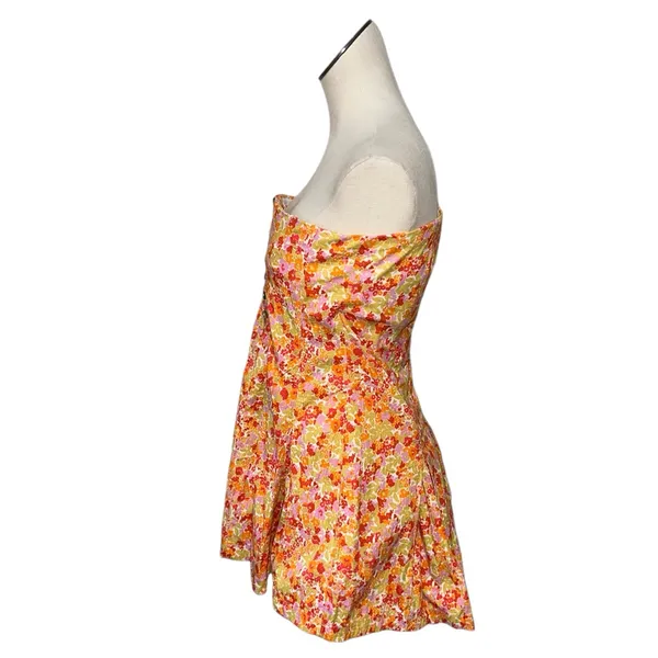 NWOT Free People Made Me Smile Printed Mini Dress Citrus Combo XL - Image 11