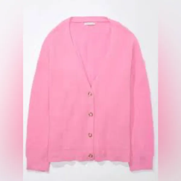 American Eagle Oversized Barbie Pink Super Soft Cardigan Sz S Fits L - Image 10
