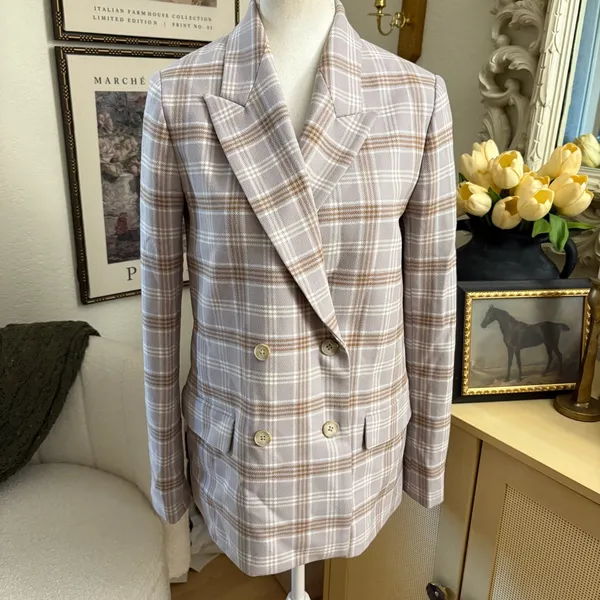 ARITZIA WILFRED Purple Plaid Destiny‎ Blazer Size 0 - Image 2