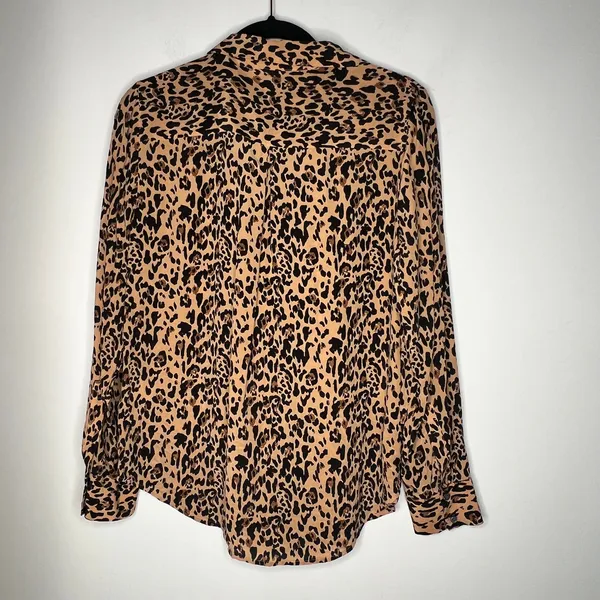 J. Crew Leopard Rufle Silk Blouse Size 8 - Image 5