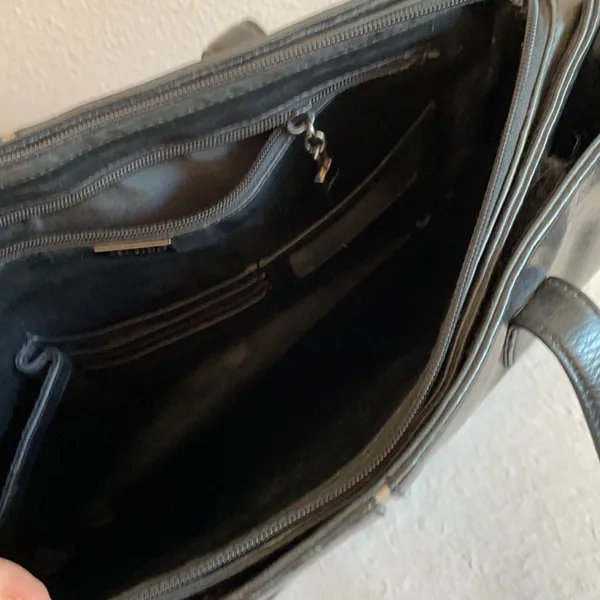 Perlina Black Leather Work Tote handbag - Image 6