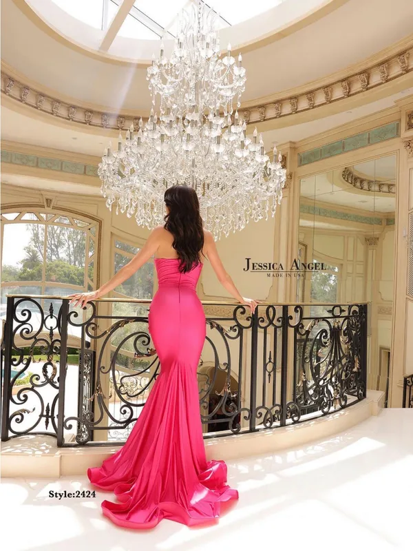 Jessica Angel Hot Pink Strapless Mermaid Prom Dress - Image 2