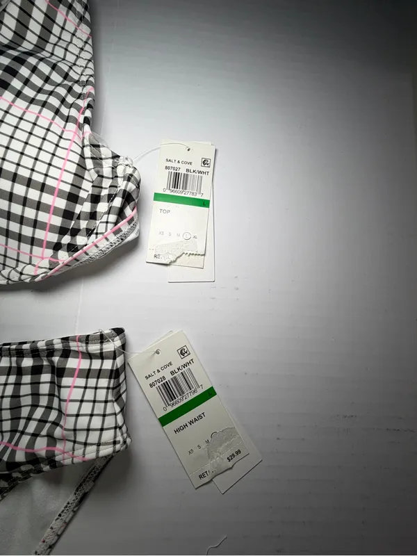 Salt + Cove Black & Pink Plaid Underwire Bikini Set - Image 2