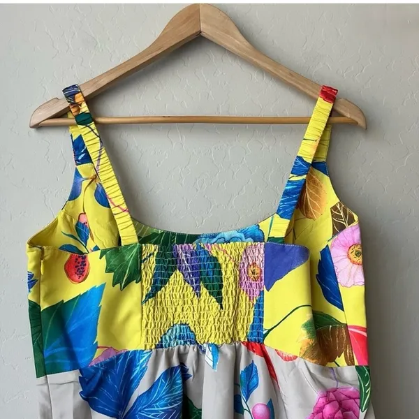 Tuckernuck Vivid Jardin Dominique Dress S Multi Yellow Floral Midi NWT - Image 6