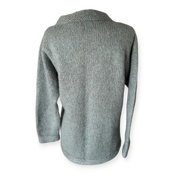 Garnet Hill Chunky Green Mohair Wool Hand Knit Sweater Floral Women's Small Cozy - Image 3