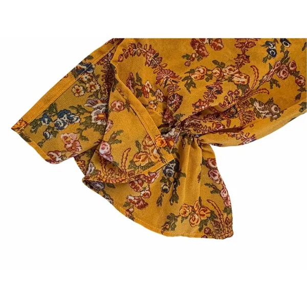 Urban Outfitters Floral Boho Peasant Cropped Top Size M Bell Sleeve Ren Faire - Image 7
