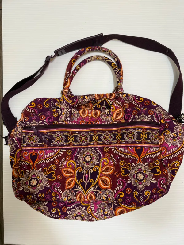 Vera Bradley Safari Sunset Paisley Design Medium Duffel Bag Purple Orange - Image 2