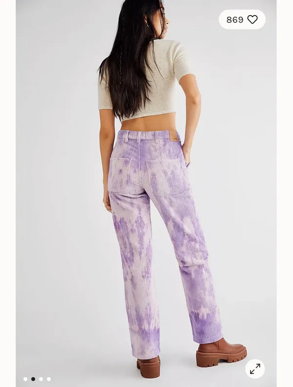 Free People Reese Pitched Straight Cord Jeans in Moonlit Orchid BNWTS - Image 3