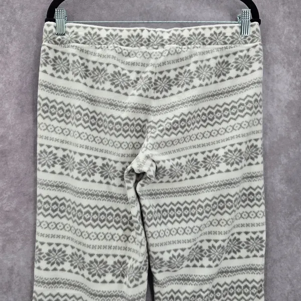 Old Navy White Gray Fleece Snowflake Sleep Pajama Bottoms‎ Pants M Medium - Image 5