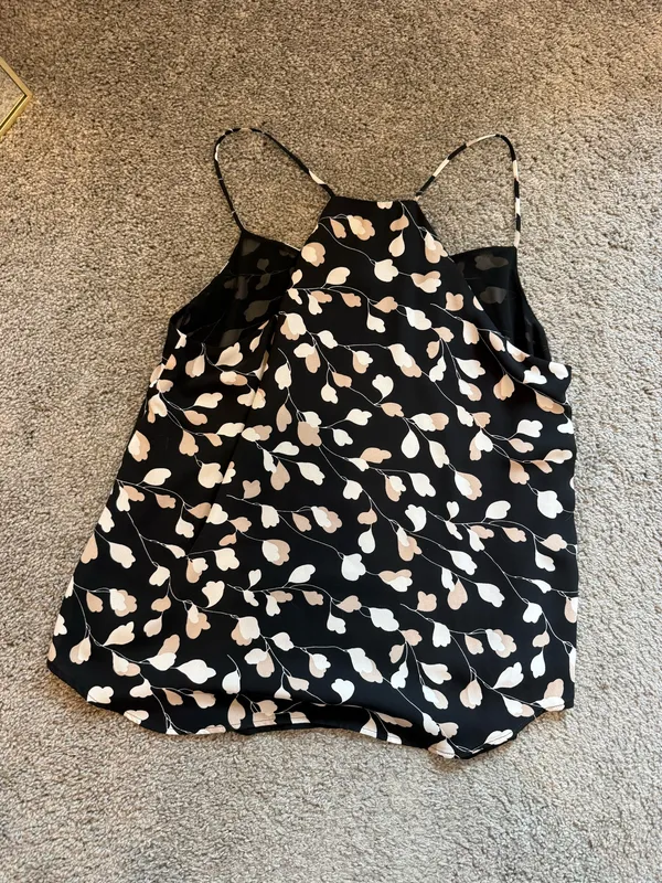 LOFT Black Floral Cowl Neck Camisole - Image 4