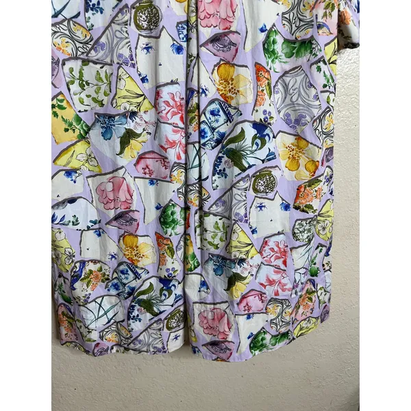 Anthropologie Pollie Short-Sleeve Swing Tunic Mini Dress Shattered Porcelain M - Image 12