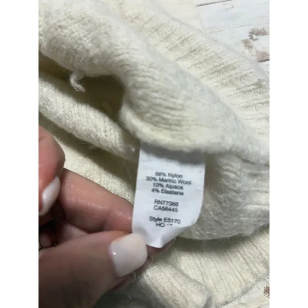 Madewell Snow Globe Bobble Turtleneck Sweater Medium Ivory Pom-Pom Wool Alpaca - Image 5