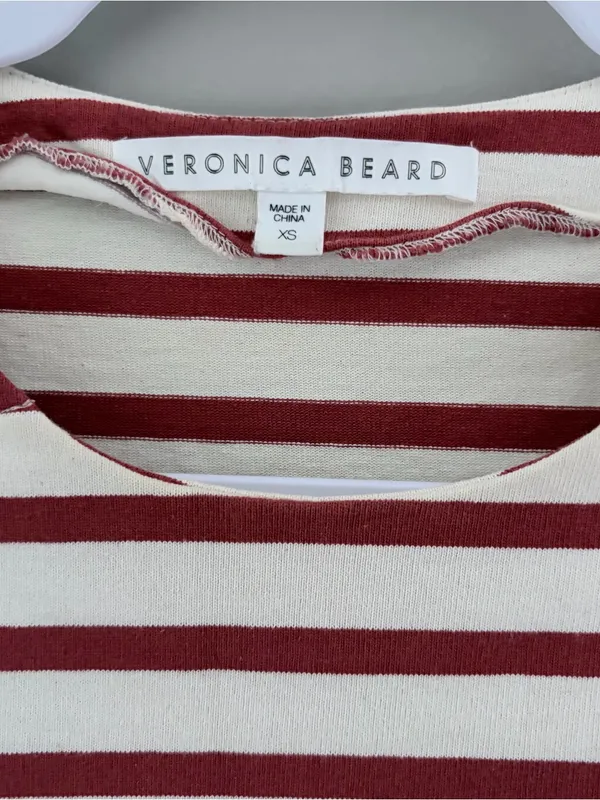 Veronica Beard Rust Striped Poplin Cotton Layered Shirt XS - Image 2