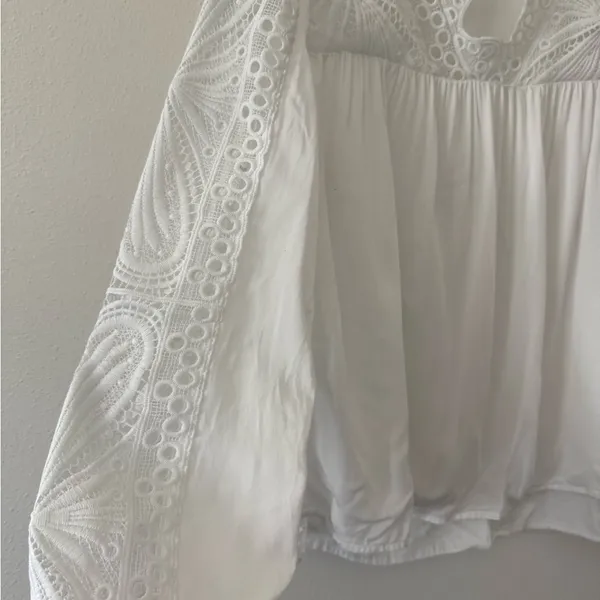 Bohme Cactus+Pearl Lacey Eyelet Western Boho Steampunk White Blouse size small - Image 8