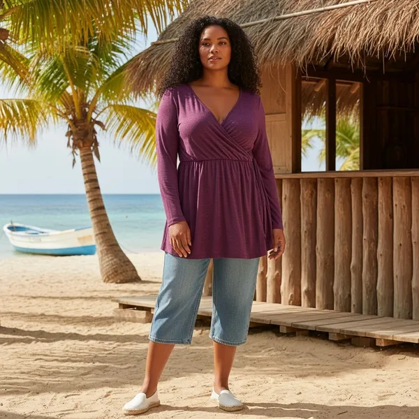 BloomChic Womens Purple Heathered‎ Surplice Wrap Tunic Top Plus Size 18-20 NEW - Image 11