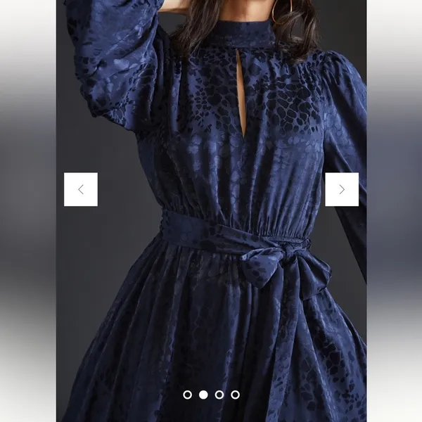 NWT Anthropologie navy Jacquard Mini Dress size xs - Image 3