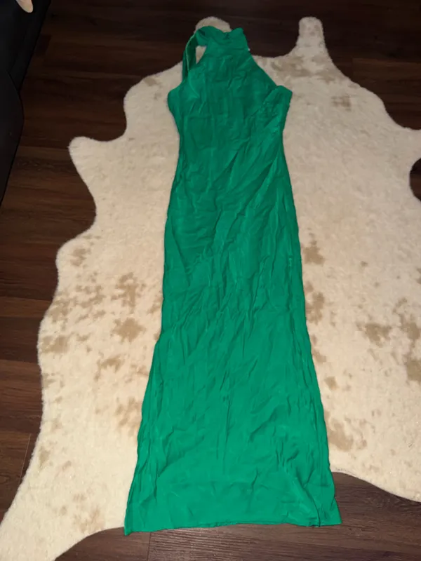 Meshki Claire Satin Drape Back Maxi Dress Green $120 formal party fall evening - Image 10
