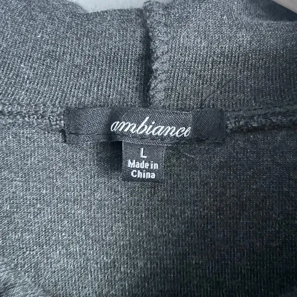Ambiance Cropped Charcoal Grey Hoodie Sweatshirt Active Shirt Top Large Basic - Image 2