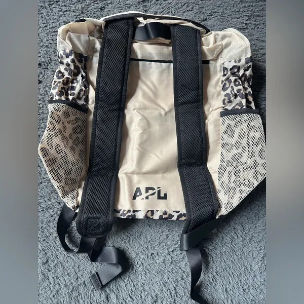 APL packable cream, black and leopard backpack - Image 3